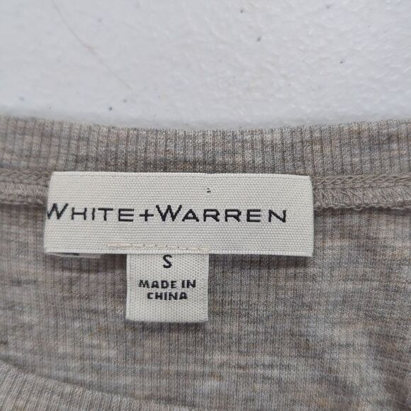 White+Warren Top Womens Small Gray Short Sleeve Ribbed Tee - Picture 5 of 8